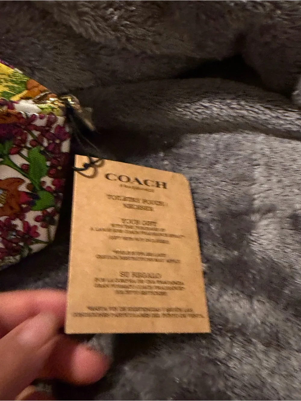 Coach Floral Cosmetic Pouch in Cream with Orange, Pink & Green Accents